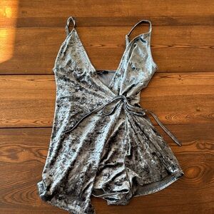 Crushed Velvet Wrap Romper